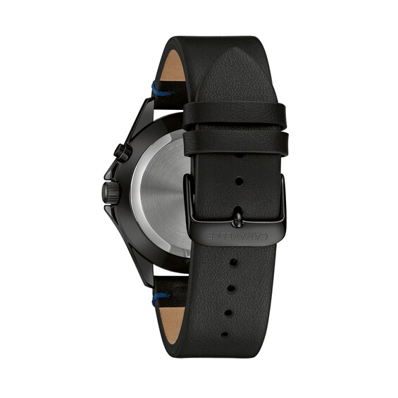 Men's Caravelle by Bulova Black IP Strap Watch with Blue Dial (Model: 45C118)