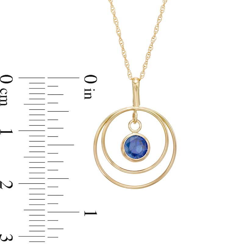 Main Image 3 of 5.0mm Blue Sapphire Solitaire Dangle Open Circles Orbit Pendant in 10K Gold