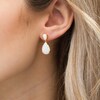 Thumbnail Image 2 of Pear-Shaped Lab-Created Opal Double Teardrop Earrings in Sterling Silver with 10K Gold Plate