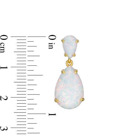 Pear-Shaped Lab-Created Opal Double Teardrop Earrings in Sterling Silver with 10K Gold Plate