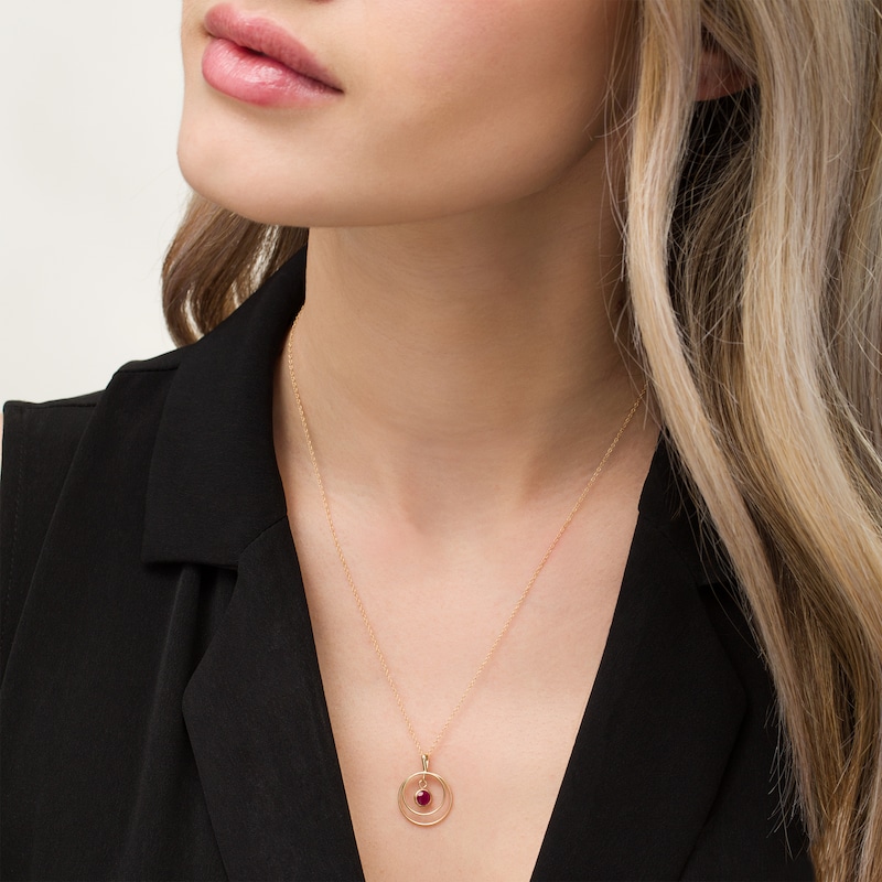 Main Image 2 of 5.0mm Ruby Solitaire Dangle Open Circles Orbit Pendant in 10K Gold