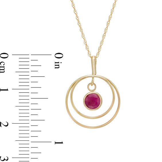5.0mm Ruby Solitaire Dangle Open Circles Orbit Pendant in 10K Gold