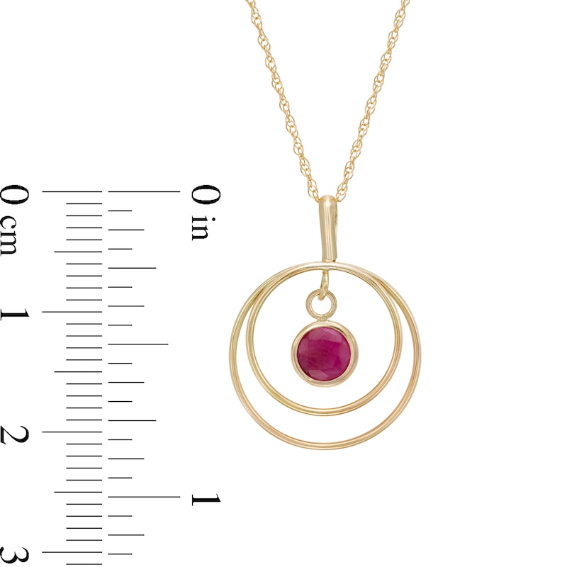 Main Image 3 of 5.0mm Ruby Solitaire Dangle Open Circles Orbit Pendant in 10K Gold