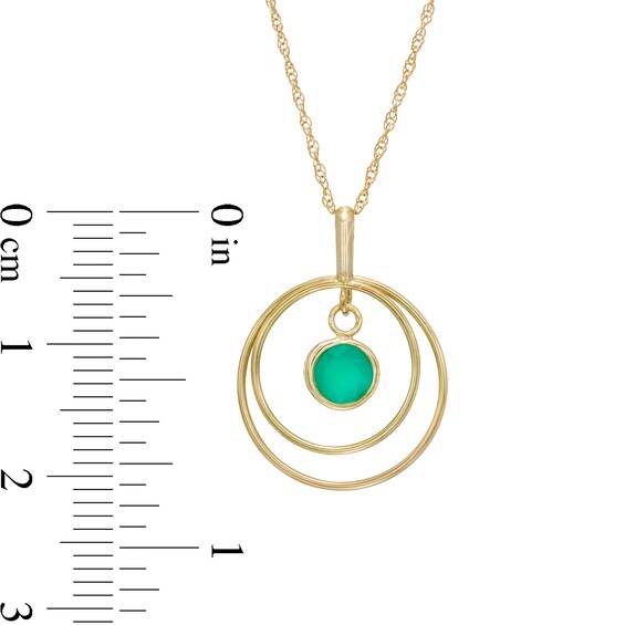 5.0mm Emerald Solitaire Dangle Open Circles Orbit Pendant in 10K Gold