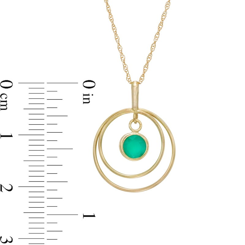 Main Image 3 of 5.0mm Emerald Solitaire Dangle Open Circles Orbit Pendant in 10K Gold