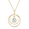 Thumbnail Image 1 of 5.0mm Aquamarine Solitaire Dangle Open Circles Orbit Pendant in 10K Gold