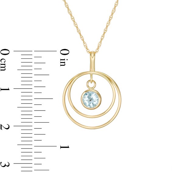 5.0mm Aquamarine Solitaire Dangle Open Circles Orbit Pendant in 10K Gold