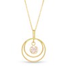 Thumbnail Image 1 of 5.0mm Morganite Solitaire Dangle Open Circles Orbit Pendant in 10K Gold