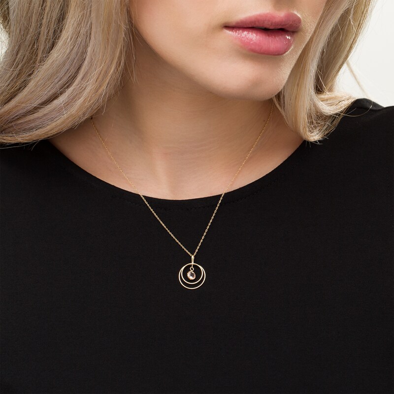 Main Image 2 of 5.0mm Morganite Solitaire Dangle Open Circles Orbit Pendant in 10K Gold