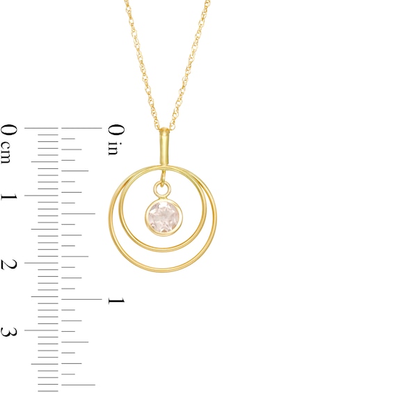 5.0mm Morganite Solitaire Dangle Open Circles Orbit Pendant in 10K Gold