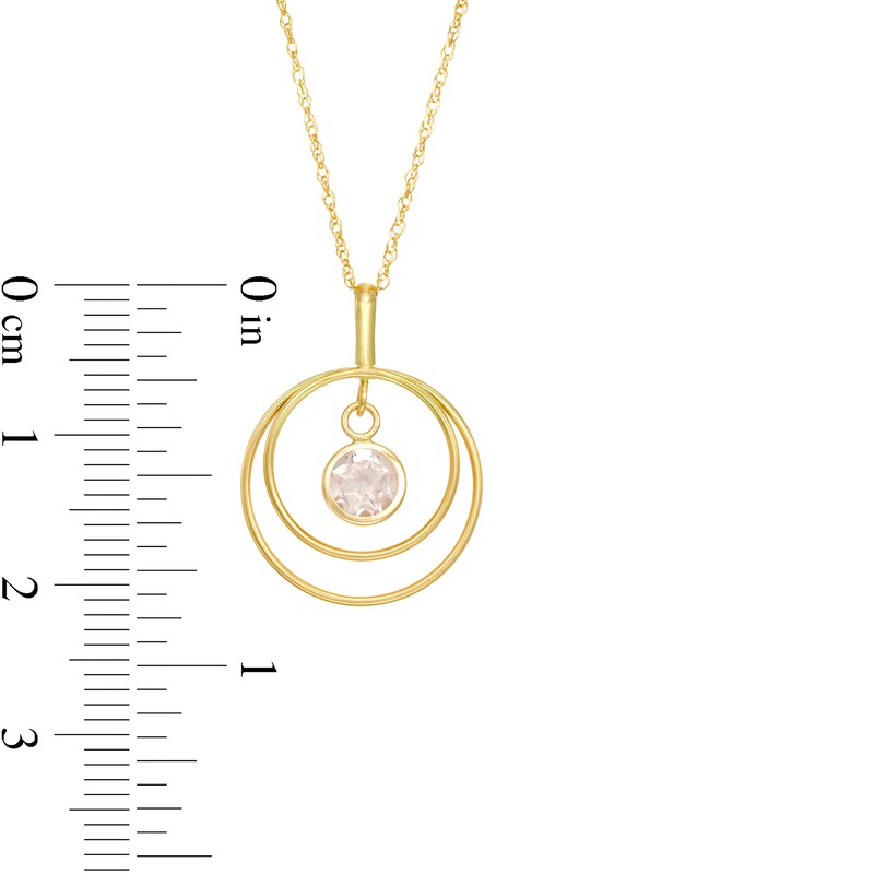 Main Image 3 of 5.0mm Morganite Solitaire Dangle Open Circles Orbit Pendant in 10K Gold