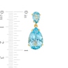 Pear-Shaped Blue Topaz Double Teardrop Earrings in Sterling Silver with 10K Gold Plate