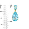 Thumbnail Image 3 of Pear-Shaped Blue Topaz Double Teardrop Earrings in Sterling Silver with 10K Gold Plate