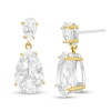Thumbnail Image 1 of Pear-Shaped White Quartz Double Teardrop Earrings in Sterling Silver and 10K Gold Plate
