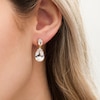 Thumbnail Image 2 of Pear-Shaped White Quartz Double Teardrop Earrings in Sterling Silver and 10K Gold Plate