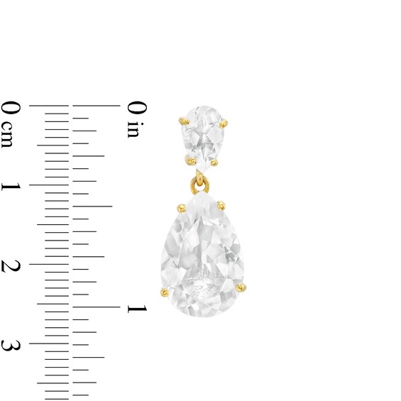 Pear-Shaped White Quartz Double Teardrop Earrings in Sterling Silver and 10K Gold Plate Pear-Shaped White Quartz Double Teardrop Earrings in Sterling Silver and 10K Gold Plate