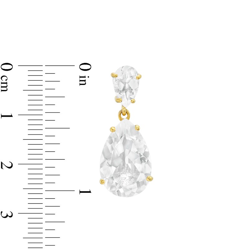 Main Image 3 of Pear-Shaped White Quartz Double Teardrop Earrings in Sterling Silver and 10K Gold Plate
