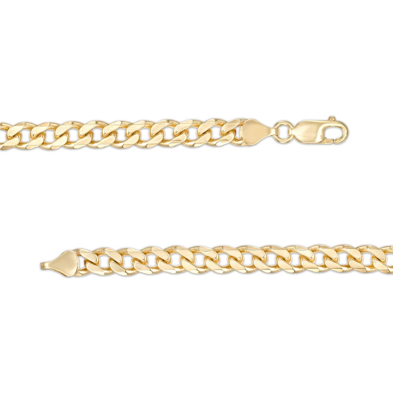 6.0mm Diamond-Cut Bevelled Edge Curb Chain Bracelet in Solid 10K Gold - 7.5"