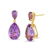 Thumbnail Image 0 of Pear-Shaped Amethyst Double Teardrop Earrings in Sterling Silver with 10K Gold Plate