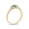 Thumbnail Image 3 of 3.0mm Emerald and 1/10 CT. T.W. Diamond Open Petal Frame Scallop Shank Flower Ring in 10K Gold