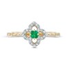 Thumbnail Image 4 of 3.0mm Emerald and 1/10 CT. T.W. Diamond Open Petal Frame Scallop Shank Flower Ring in 10K Gold