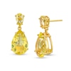Thumbnail Image 1 of Pear-Shaped Lime Quartz Double Teardrop Earrings in Sterling Silver with 10K Gold Plate