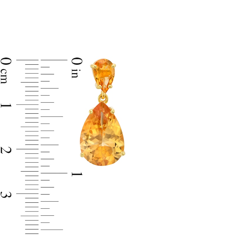 Main Image 3 of Pear-Shaped Citrine Double Teardrop Earrings in Sterling Silver with 10K Gold Plate