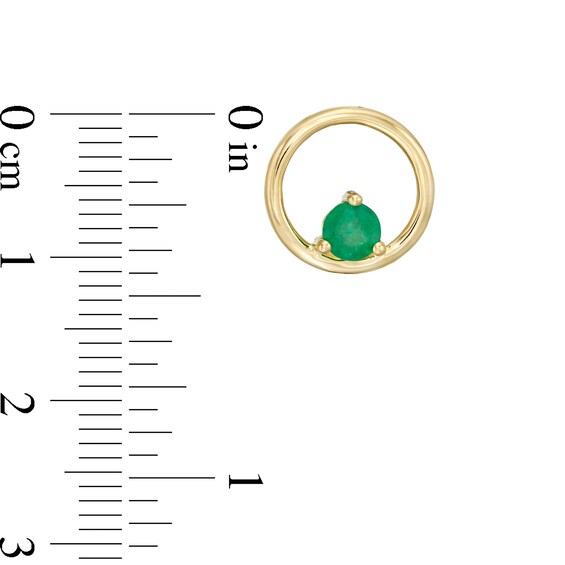 4.0mm Emerald Solitaire Open Circle Stud Earrings in 10K Gold