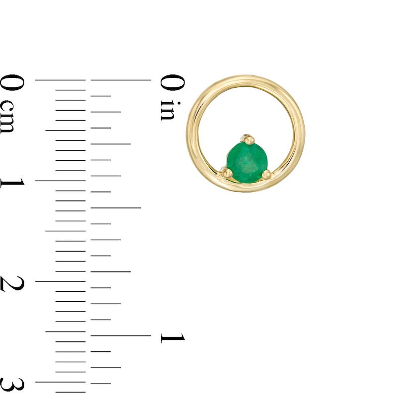 Main Image 3 of 4.0mm Emerald Solitaire Open Circle Stud Earrings in 10K Gold