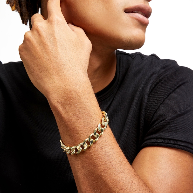 12.5mm Curb Chain Bracelet in Solid 14K Gold - 9.0\