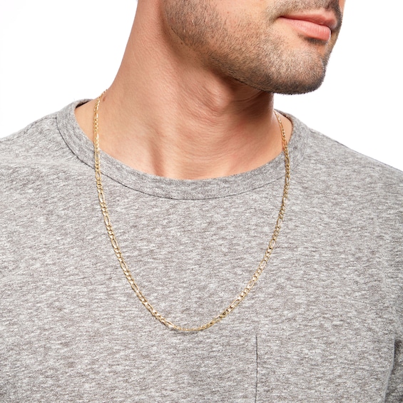 4.0mm Concave Figaro Chain Necklace in Solid 14K Gold - 24"