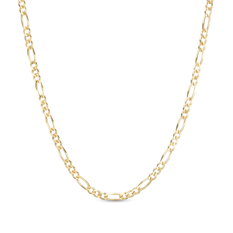 3.1mm Concave Figaro Chain Necklace in Solid 14K Gold - 20"