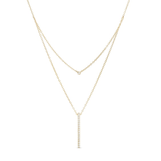 1/5 CT. T.w. Diamond Linear Bar Double Strand Necklace in 10K Gold - 20"