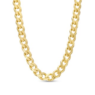 Main Image 1 of 6.0mm Diamond-Cut Bevelled Edge Curb Chain Necklace in Solid 10K Gold - 22"