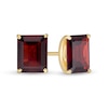 Thumbnail Image 1 of Emerald-Cut Garnet Solitaire Stud Earrings in Sterling Silver with 18K Gold Plate