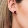 Thumbnail Image 2 of Emerald-Cut Garnet Solitaire Stud Earrings in Sterling Silver with 18K Gold Plate