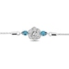 Thumbnail Image 2 of Enchanted Disney Cinderella Pear-Shaped London Blue Topaz and 1/10 CT. T.W. Diamond Bolo Bracelet in Sterling Silver - 9"