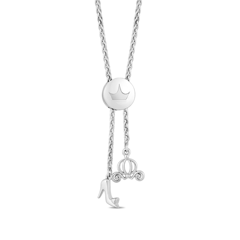 Main Image 3 of Enchanted Disney Cinderella Pear-Shaped London Blue Topaz and 1/10 CT. T.W. Diamond Bolo Bracelet in Sterling Silver - 9"