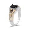 Thumbnail Image 2 of Enchanted Disney Villains Evil Queen Oval Onyx, Garnet and 1/6 CT. T.W. Diamond Ring in Sterling Silver and 10K Gold