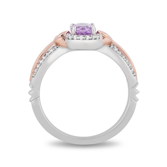 Enchanted Disney Rapunzel Oval Amethyst and 1/6 CT. T.w. Diamond Ring in Sterling Silver and 10K Rose Gold