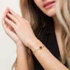 Thumbnail Image 2 of Emerald-Cut Garnet Solitaire Paper Clip Chain Bracelet in Sterling Silver with 18K Gold Plate - 7.25"