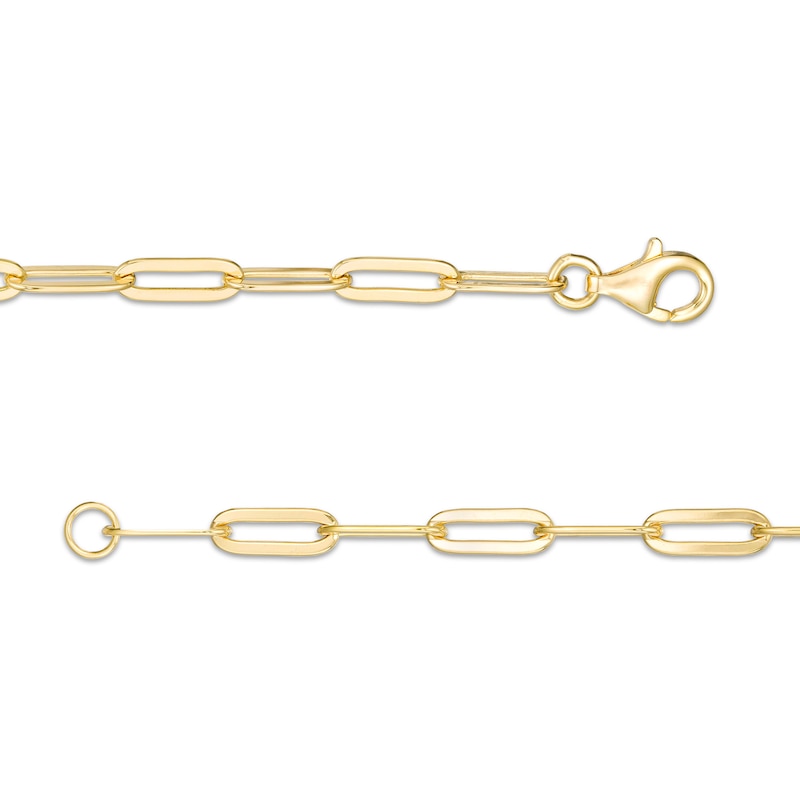 Main Image 3 of Emerald-Cut Garnet Solitaire Paper Clip Chain Bracelet in Sterling Silver with 18K Gold Plate - 7.25"