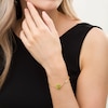 Thumbnail Image 2 of Emerald-Cut Peridot Solitaire Paper Clip Chain Bracelet in Sterling Silver with 18K Gold Plate - 7.25"