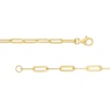 Thumbnail Image 3 of Emerald-Cut Peridot Solitaire Paper Clip Chain Bracelet in Sterling Silver with 18K Gold Plate - 7.25"