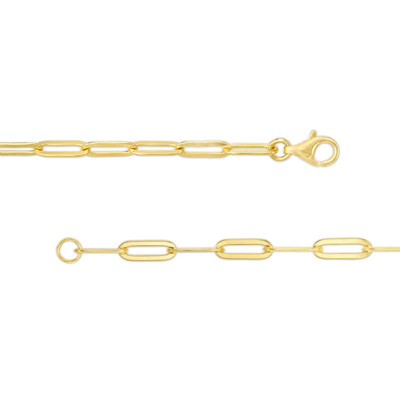 Main Image 3 of Emerald-Cut Peridot Solitaire Paper Clip Chain Bracelet in Sterling Silver with 18K Gold Plate - 7.25"