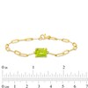 Thumbnail Image 4 of Emerald-Cut Peridot Solitaire Paper Clip Chain Bracelet in Sterling Silver with 18K Gold Plate - 7.25"