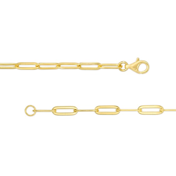 Emerald-Cut Amethyst Solitaire Paper Clip Chain Bracelet in Sterling Silver with 18K Gold Plate - 7.25"