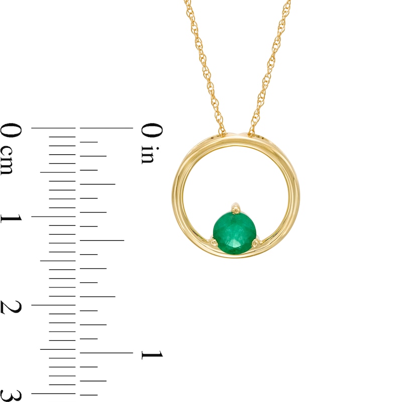 5.0mm Emerald Solitaire Open Circle Pendant in 10K Gold