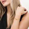 Thumbnail Image 2 of Emerald-Cut Citrine Solitaire Paper Clip Chain Bracelet in Sterling Silver with 18K Gold Plate - 7.25"