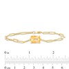 Thumbnail Image 4 of Emerald-Cut Citrine Solitaire Paper Clip Chain Bracelet in Sterling Silver with 18K Gold Plate - 7.25"